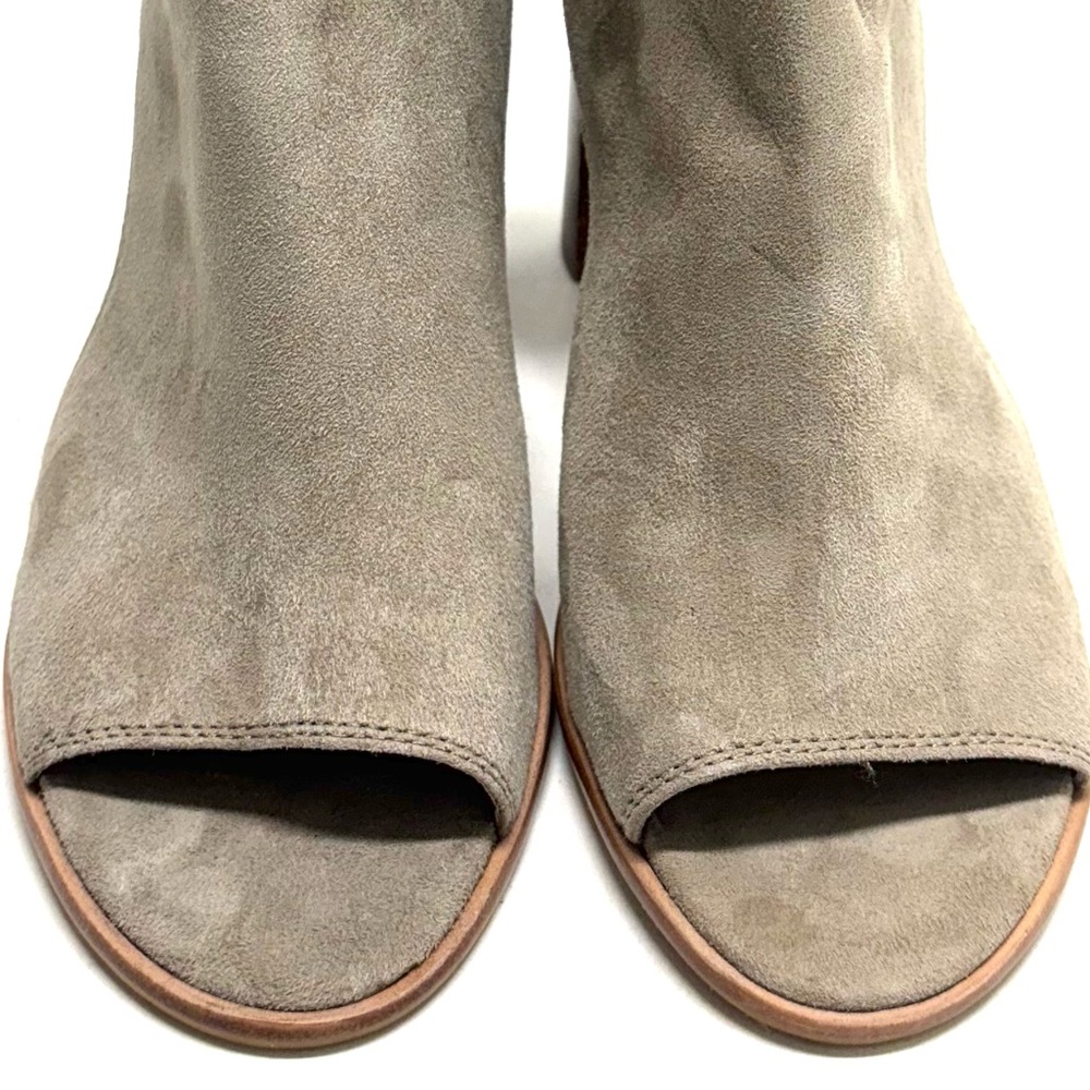 Donald J Pliner Suede Open Toe Heeled Ankle Boot Shoes Back Zip Beige Tan Size 6 - Picture 6 of 16